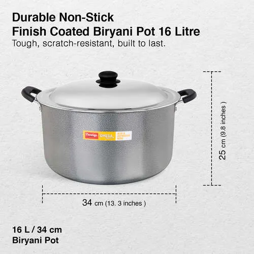 SKU 30971 Prestige Omega Select Plus Non-stick PFOA Free Biryani Pot with Stainless Steel Lid, 34 cm (16 Litre) - Alternate View